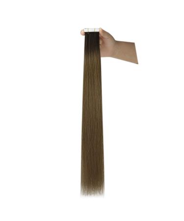 Youngsee Real Hair Tape Extensions - 60cm Darker Brown Ombre - 5pcs Virgin Skin Weft - #R3/8 - Buy Online on SooperMarket.com