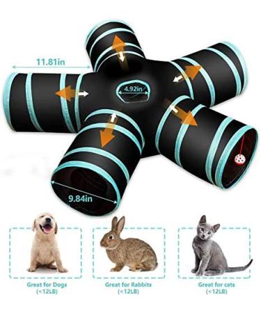 5-Way Collapsible Cat Tunnel Toy | Pet Playhouse with Storage Bag | Ideal for Cats, Puppies, Rabbits, Ferrets, Guinea Pigs | Indoor & Outdoor Use - Buy Online on SooperMarket.com
