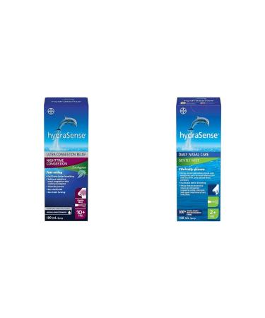HydraSense Eucalyptus Nasal Spray Specialty Nasal Care With Refreshing Eucalyptus and Mint 100 mL & Gentle Mist Nasal Spray Daily Nasal Care 100% Natural Source Seawater Preservative-Free 100mL