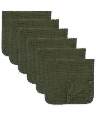Comfy Cubs Muslin spit towels 6 set large 100% cotton hand washcloth 6 layers extra absorbent and soft (seatang 6-pack) Kelp Pack of 6
