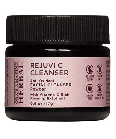 Ora's Amazing Herbal Rejuvi C Powder Face Cleanser Soap Free Exfoliating Powder Organic Rosehip Seed Hibiscus and Frankincense Travel Size Trial Size