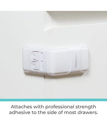 Corner Drawer Locks - Toddleroo by North States (2-Pack White) - No Tools Required Baby Proofing Solution for End Drawers and Filing Cabinets - Buy Online on SooperMarket.com