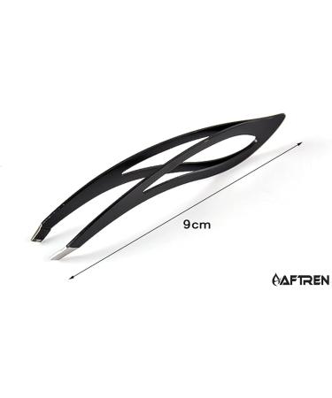 Wide Grip Slant Tweezers - German Stainless Steel - Hand-Filed Slanted Tips for Ultra-Precision - Tweezers for Eyebrows and Nose/Ear/Facial Hair - Professional Grade (Black) - Buy Online on SooperMarket.com
