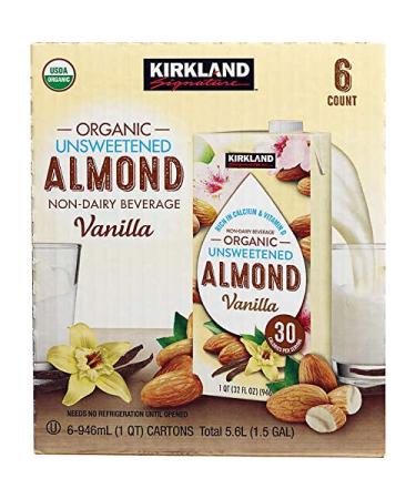 Kirkland Signature Organic Almond Unsweetened Beverage 31.9 Fl Oz Pack of 6 - Buy Online on SooperMarket.com