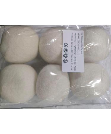 Natural Wool Dryer Balls - 6 Eco-Friendly Felt Balls for Tumble Dryers | Reduce Drying Time & Wrinkles - Buy Online on SooperMarket.com
