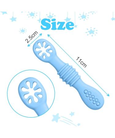 Vicloon Baby Fork and Spoon Set 4Pcs Silicone Spoon Baby Weaning Spoon Set Self Feeding Utensil Easy Grip Soft Baby Spoon Toddler Cutlery Kit for Infant Toddler Children First Led Training Weaning Blue/Green/Grey/Khaki - Buy Online on SooperMarket.com