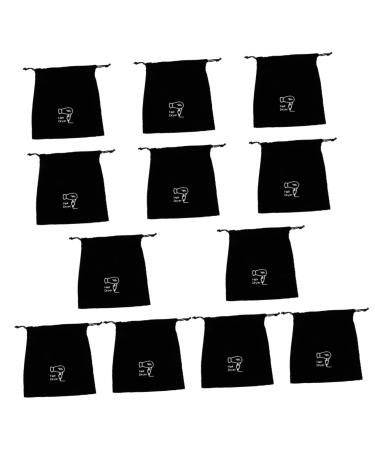 Baluue 12 Pcs Hair Dryer Storage Bag Roller Blow Dry Bag Hair Dryer Pouch Hairdyrer Wig Bags Black Flannel
