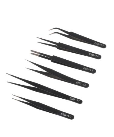 Folpus 6-part precision pink set stainless steel tweezers multifunctional electronic repair tools precision spin set for handicrafts bluntly