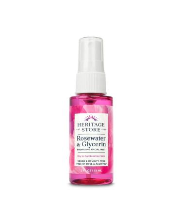 Heritage Store Rosewater & Glycerin Atomizer Mist Spray 2 fl oz (59 ml)