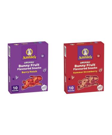ANNIE'S - FAMILY PACK SIZE - Organic Fruit Flavoured Snacks Berry Pack of 10 Pouches & FAMILY PACK - Organic Fruit Flavoured Snacks Strawberry Pack of 10 Pouches Fruit Snack + Snacks Strawberry