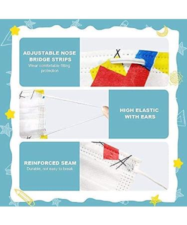 100PCS Sheal Disposable Kids Face Masks - Geometric Patterns Print (Ages 6-12) - Mixed Design - Buy Online on SooperMarket.com