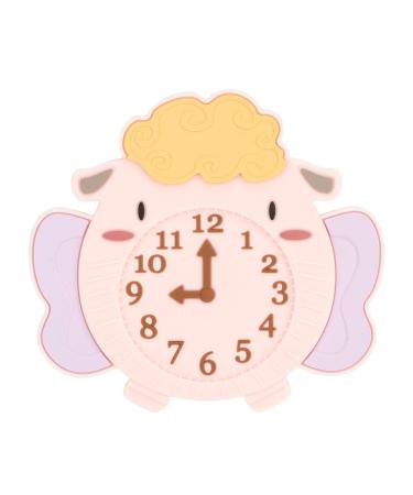 Infant Silicone Teething Chew Toy Baby Gum Relief Easy Cleaning Cute Cartoon Sheep Alarm Clock Shaped Teething Toy Baby Chew Toys for Sucking Needs BPA Free