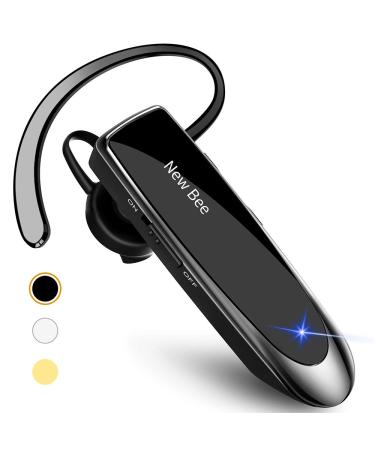 New bee Bluetooth Earpiece V5.0 Wireless Handsfree Headset with Microphone 24 Hrs Driving Headset 60 Days Standby Time for iPhone Android Samsung Laptop Trucker Driver (Black)
