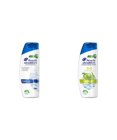 Head & Shoulders Classic Clean Anti-Schuppen-shampoo up to 100% scales for hair and scalp & Apple Fresh 2in1 anti-dandruff shampoo up to 100% dandruff protection 250ml 300 ml (1-pack) bundle with anti-shed shampoo 250ml
