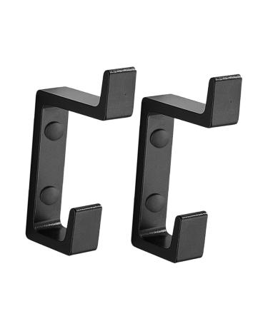 OSALADI 2pcs Up and Down Double Hook 2 Metal Clothes Home Storage Hook Towel Rack Double Fork 8.7x3cm Black