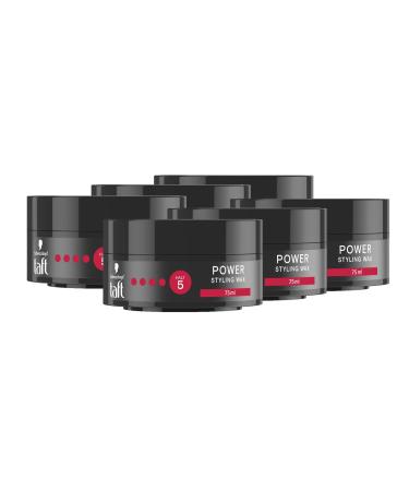 Schwarzkopf Taffel Styling Wax Power (6 x 75ml) Haarwax for up to 48 hours of strength gently for hair and scalp vegan styling wax