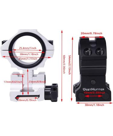 WestHunter Optics Adjustable Height Picatinny/Dovetail Scope Rings - 1 Inch/30mm Precision Scope Mount in Black (6 Color Options) - Buy Online on SooperMarket.com