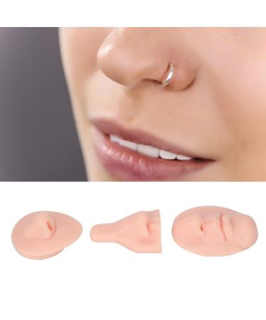 Silicone Nose Mouth Model Set | 3D Soft Practice Nose for Suture Teaching | Reusable Display Mold for Earrings | Light Skin Color - Buy Online on SooperMarket.com