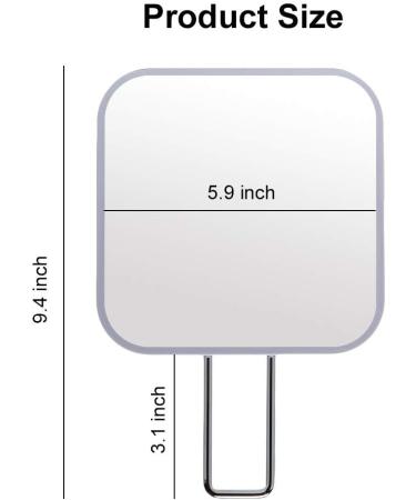YEAKE Large Handheld Makeup Mirror - Square White & Metal, Portable Table Desk Mirror with Stand for Travel and Bathroom, 9.4 x 5.9 - Buy Online on SooperMarket.com