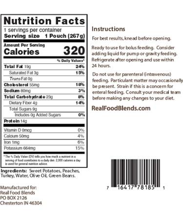 Real Food Blends Variety Case 9.4 oz Pureed Meal for Feeding Tubes - 6 Flavors (Case of 12 Pouches) - Buy Online on SooperMarket.com