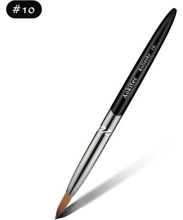 Aokitec #10 Oval Crimped Sable Acrylic Nail Brush - Wood Nail Art Tool for Manicure | Black - Buy Online on SooperMarket.com