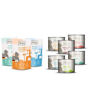 Mjamjam Mjamjam - Mix package IV 12 x 125g 1 -pack (1 x 1.5 kilograms) & premium wet food for cats - Mix package 3 - Wild & rabbits turkey duck & poultry hearts chicken beef 6 -pack (6 x 200 g) Bundle with wet food for cats mixing package 3