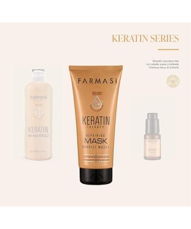 FARMASi Professional Keratin Therapy Hair Mask - Repair & Restore for Dry, Damaged, Color-Treated Hair - 6.7 fl. oz / 200 ml - Buy Online on SooperMarket.com