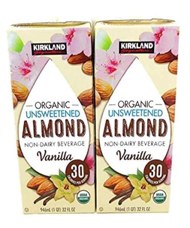 Kirkland Organic Unsweetened Almond Non-Dairy Beverage/Milk Vanilla 2 (32 Oz.) Cartons