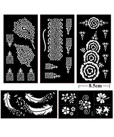 XMASIR 16 Sheets Temporary Henna Tattoo Kit with 87 Reusable Stencils - Indian Arabian Body Art Set - Buy Online on SooperMarket.com