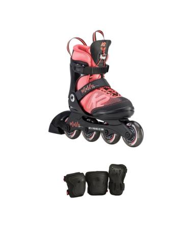 K2 Skate Youth Marlee Pro Pack Inline Skates, Black/Coral 4-8 Black/Coral