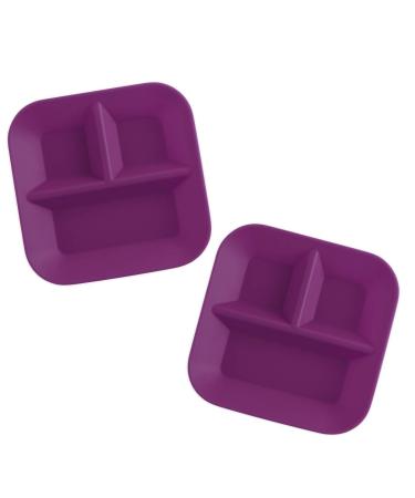 Kiddiebites | 100% Silicone Plates for Babies & Kids | MADE IN THE USA | BPA BPS Lead Cadmium PVC & Phthalate Free | Children's Divided Placemat Set | Plum 2 pack