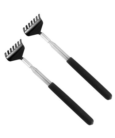2 Pack Extendable Back Scratcher Portable Telescoping Back Scratcher Retractable Metal Backscratchers Back Massager Tool for Men Women Adults Kids Black
