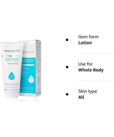 AMELIORATE Transforming Body Lotion Fragrance Free 200ml - Exfoliates and Hydrates for up to 24 Hours - Buy Online on SooperMarket.com