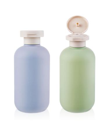 WLLHYF Squeeze Bottles 2 Pack 200 ML Refillable Plastic Travel Containers Empty Bottles With Disc Top Flip Cap Travel Accessories for Shampoo Creams Lotion Conditioner 200ML Green Blue