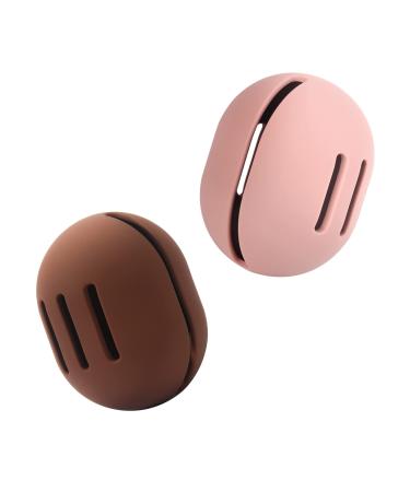 FERYES 2 PCS Makeup Sponge Holder - Silicone Beauty Blender Case Makeup Sponge Holder for Travel 2 Pcs Pink+Brown