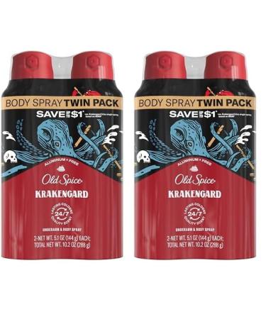 Old Spice Aluminum Free Body Spray for Men Krakengard 5.1 Oz (Pack of 4) 5.1 Ounce (Pack of 4)