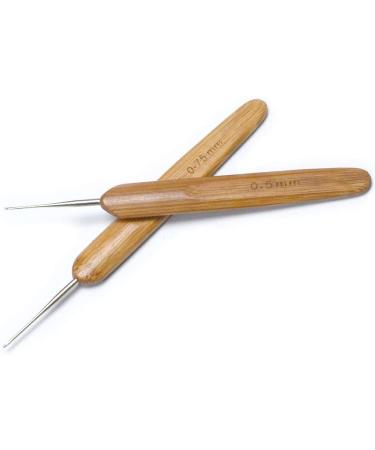 Luwigs Dreadlocks Crochet Hooks Set - Bamboo Handle Locs Crochet Needle Steel Hook for Hair Braids - 0.5mm & 0.75mm (2pcs) - Buy Online on SooperMarket.com