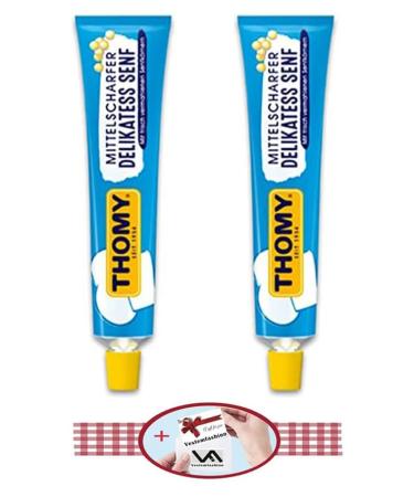 Thomy Delikatess Senf Mittelscharf (Delicious German Mustard Medium) 2 x Tubes of 100 ml And 1 small Gift From Vestemfashion Team