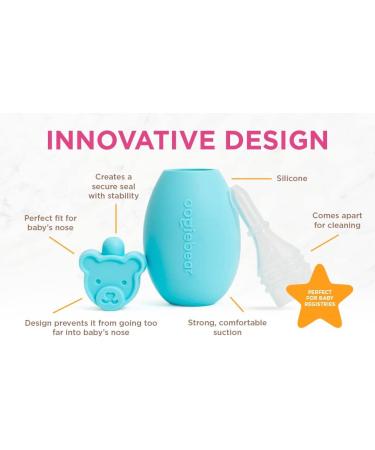 oogiebear Bear Pair - Safe Baby Booger Cleaner & Nose Sucker Duo | Bulb Aspirator & 2-in-1 Wax Cleaner | Latex & BPA Free - Blue - Buy Online on SooperMarket.com