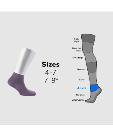 Cosyfeel Women Loose Diabetic Socks | 4-Pack Neuropathy Ankle Socks for Ladies | Super Soft Eco-Friendly Bamboo Material | Durable with Seamless Toe | Multicolour Patterns | 4 Seasons 7-9 1/2 CHALK VIOLET - Buy Online on SooperMarket.com