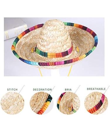 CheeseandU 2Pack Handcrafted Pet Straw Hat with Adjustable Chin Strap  Lovely Sun Hat Funny Mexican Party Costume Party Photo Prop Dog Sombrero Hat for Dog/Puppy/Cat/Kitty Small - Buy Online on SooperMarket.com
