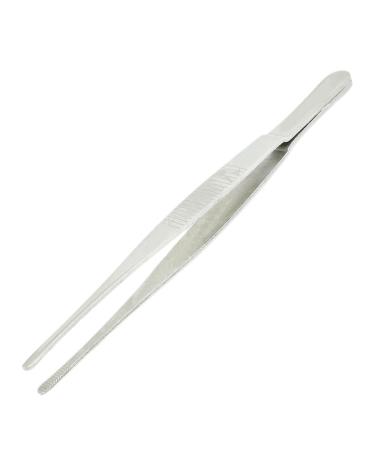 Huusuei 5.5" Silver Tone Stainless Steel Round Tip Tweezers