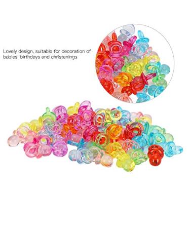 Mini Acrylic Baby Pacifiers - 100 Pcs Birthday Party Decorations & Baby Baptism Favors - Colorful Transparent Mix - Buy Online on SooperMarket.com