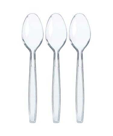 300 Clear Plastic Spoons | Heavy Duty Plastic Silverware | Disposable Spoons | Fancy Plastic Cutlery | Clear Plastic Silverware Bulk | Nice Disposable Flatware