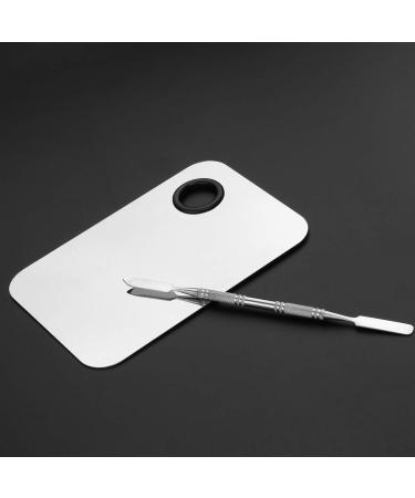FRCOLOR Stainless Steel Makeup Palette with Spatula Tool - Professional Cosmetic Mixing Palette 6x4 - Buy Online on SooperMarket.com