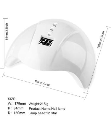 Nail Lamp with Dual Light Sources 36W UV LED Quick Drying Nail Art Machine for All Gel Polish Nail Dryer with 12 Lamp Beads Intelligent Infrared Induction (Yinhings7039pm4ud-12) - Buy Online on SooperMarket.com