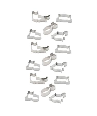 Ciieeo 15 Pcs Cookie Molds Cake Mold Cookie Cutters Baking Mold Fondant Molds Stainless Steel Mold Baking Tools The Cat mediumx3pcs Silverx3pcs
