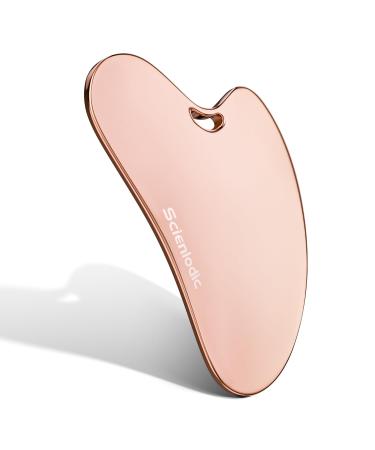 Scienlodic Stainless Steel Gua Sha Facial Tool Metal Guasha Scraping Massage Tool for Face Jawline Body Legs Skin Care Gift (Rose Gold)