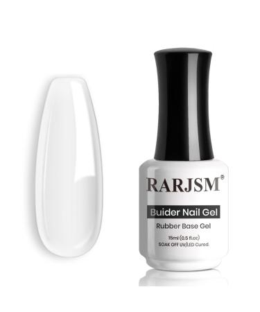 RARJSM Gel Nail Polish Clear Transparent Gel Builder for Nails Rubber Base Gel Hard Gel Nail Polish Sheer Brush on Extend Gel in a Bottle Soak Off UV LED Curing Requires 15ml Salon Home DIY Use