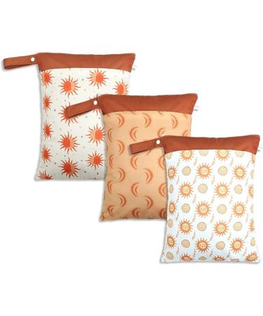 Muslong 3 pieces of diaper pocket wetbag reusable cloth diapers nast pockets for on the go diaper bag Wetbag diaper bags for babies diapers dirty clothing and other accessories (sunny)